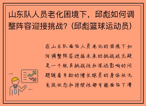 山东队人员老化困境下，邱彪如何调整阵容迎接挑战？(邱彪篮球运动员)