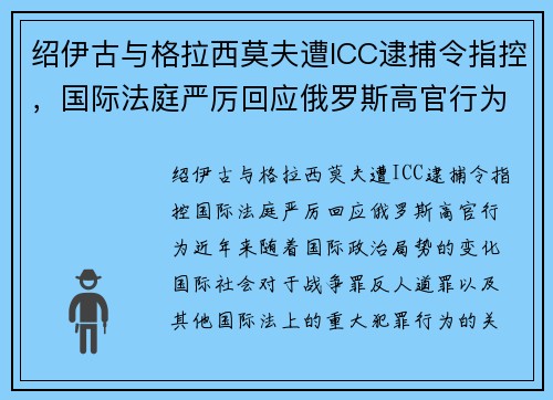 绍伊古与格拉西莫夫遭ICC逮捕令指控，国际法庭严厉回应俄罗斯高官行为